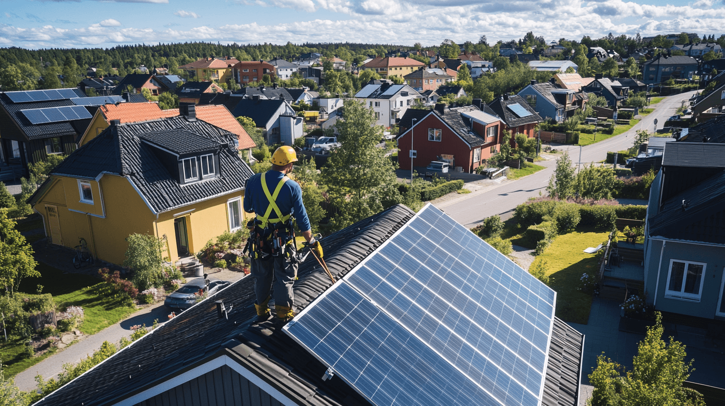 Solceller på villatak